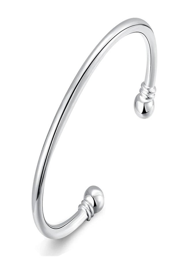 Denchy 925 Silver Bangle Bracelet, Fashion Jewelry Simple Cuff Bangles for Women Mom Wife Valentine Mothers day Gift (1pcs) - Image 1